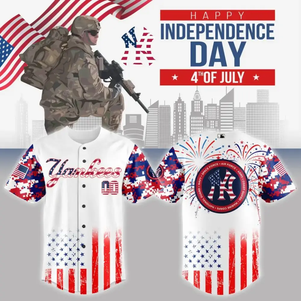 Premium Mlb New York Yankees Special The 4Th Of July Military Custom Baseball Jersey Image