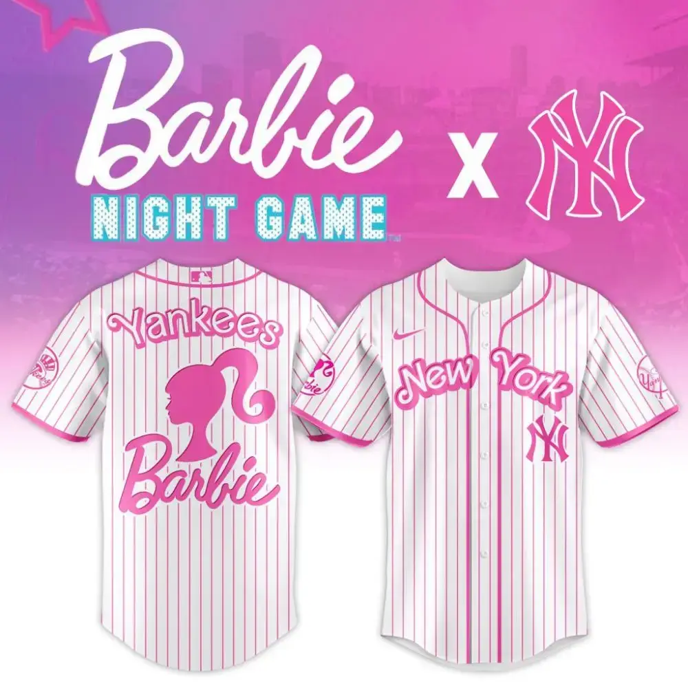 Premium Mlb New York Yankees X Barbie Custom Baseball Jersey Image