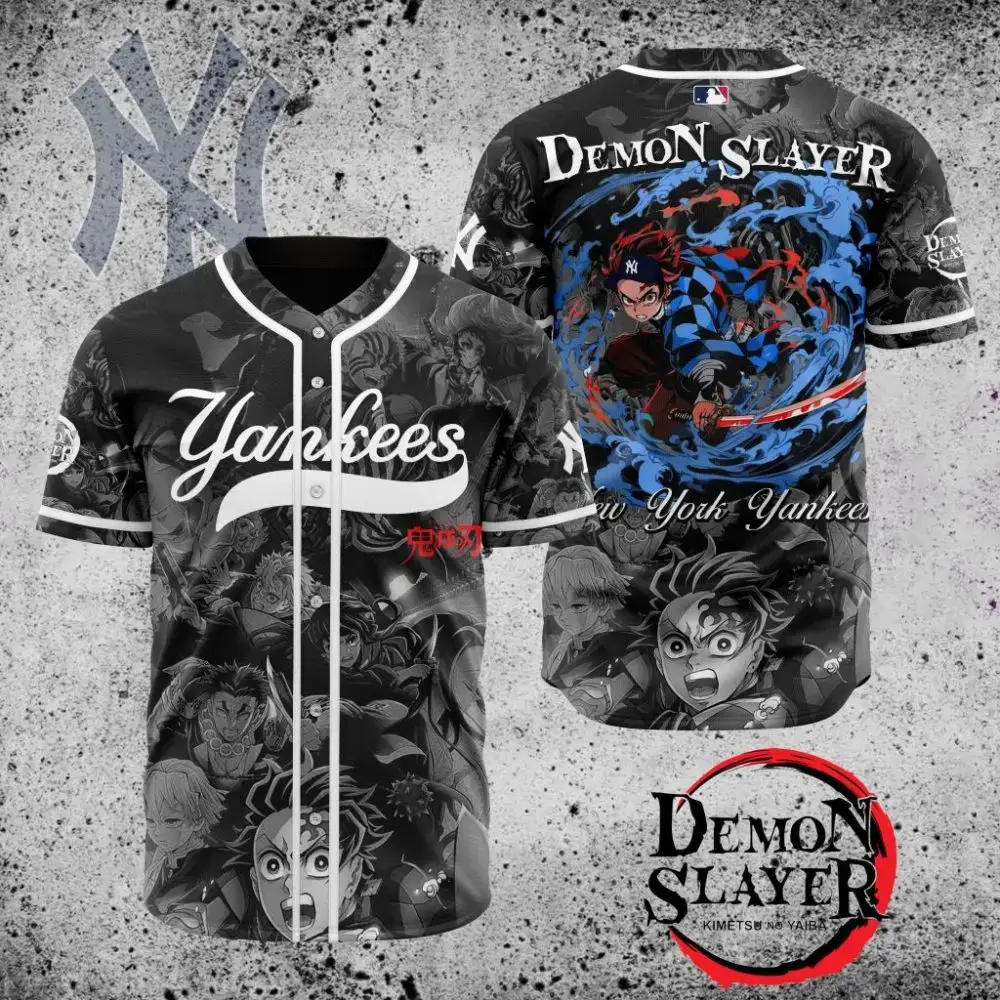 Premium Mlb New York Yankees X Demon Slayer Custom Baseball Jersey Image