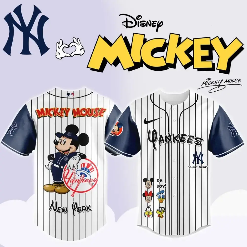 Premium Mlb New York Yankees X Mickey Mouse And Friends Custom Baseball Jersey Image
