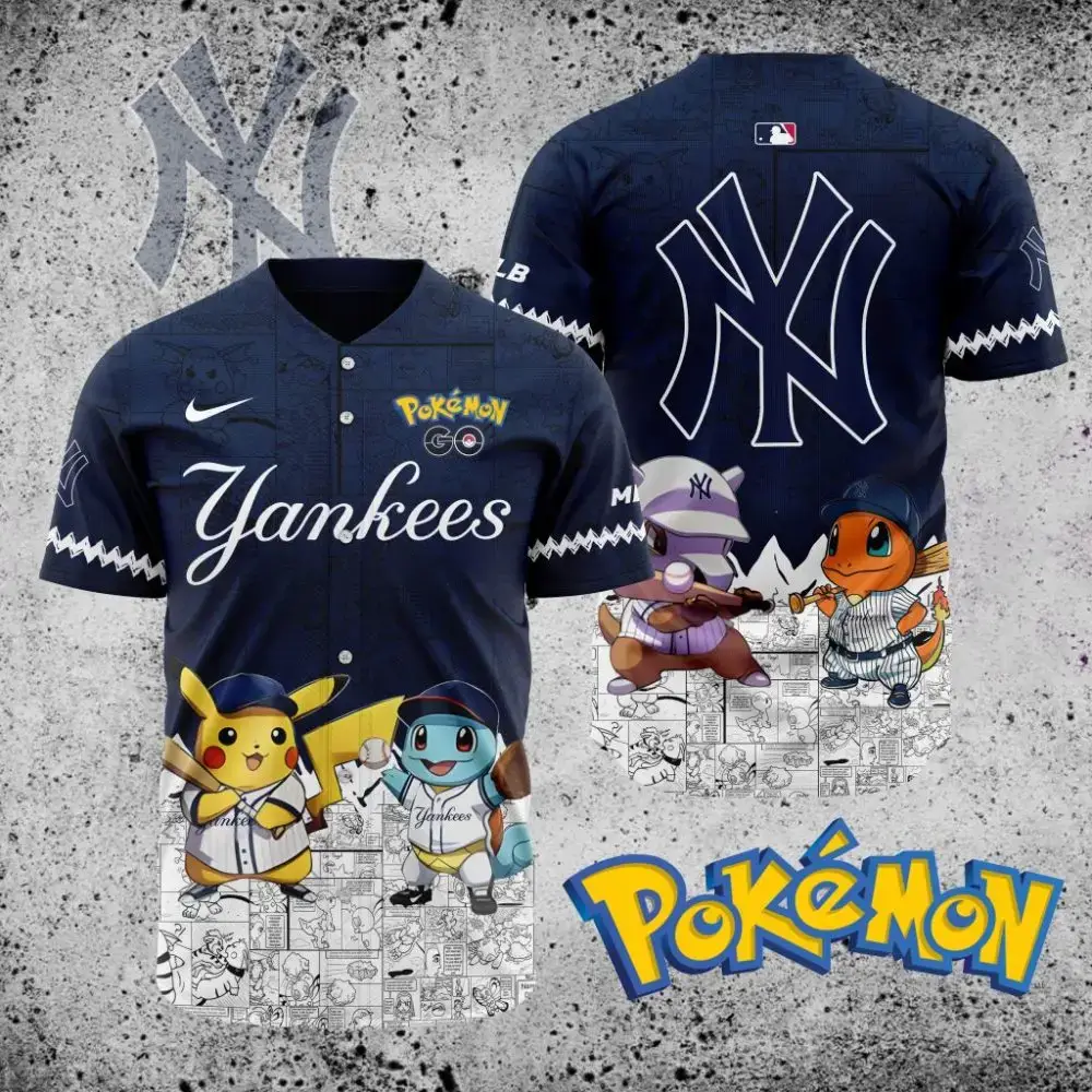 Premium Mlb New York Yankees X Pokemon Custom Baseball Jersey Image