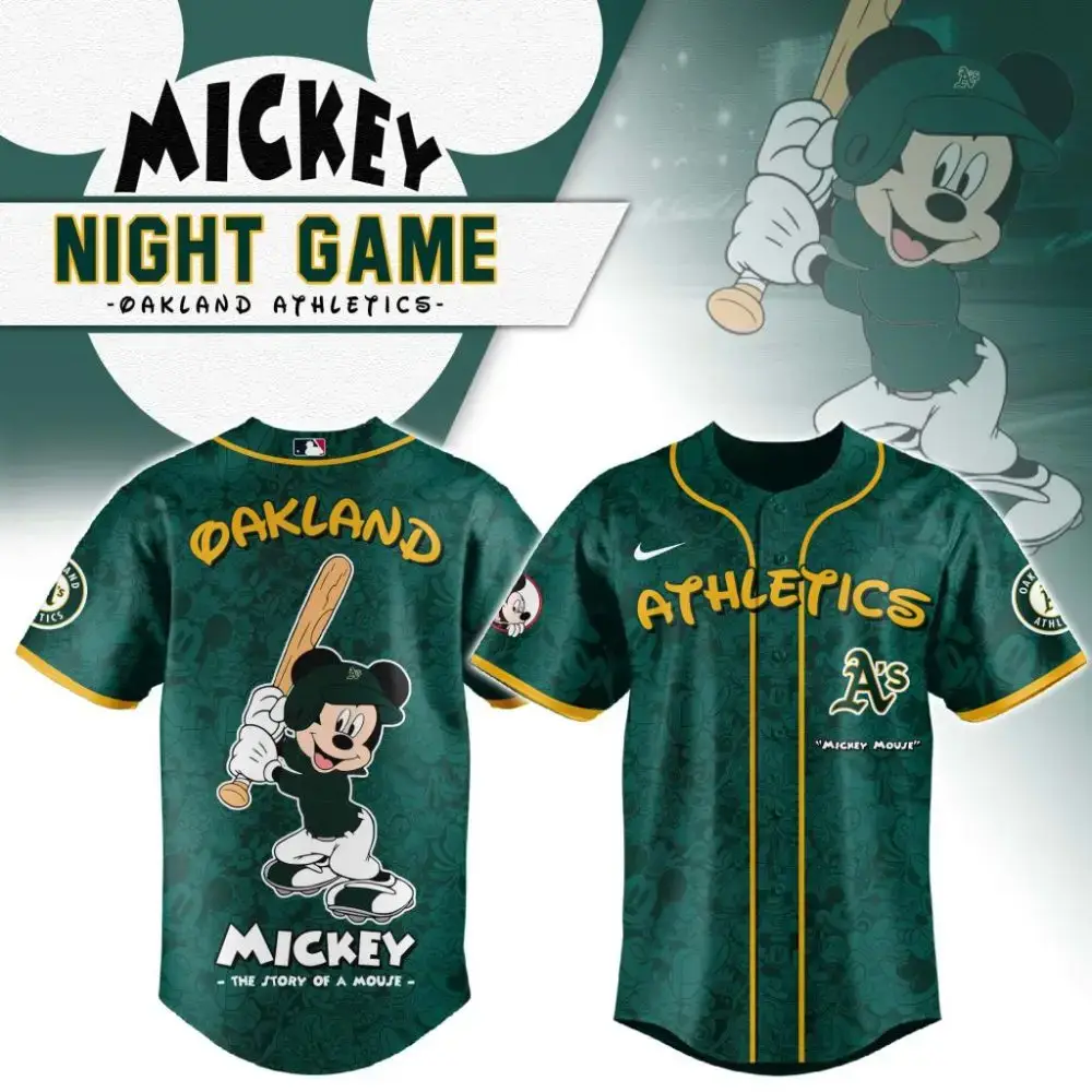 Premium Mlb Oakland Athletics X Mickey Mouse Custom Baseball Jersey Image