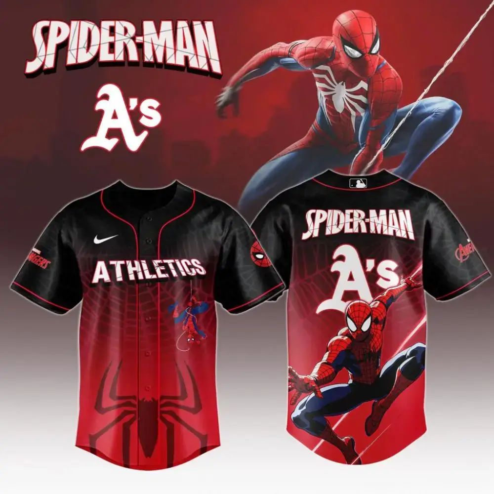 Premium Mlb Oakland Athletics X Spider-Man Custom Baseball Jersey Image