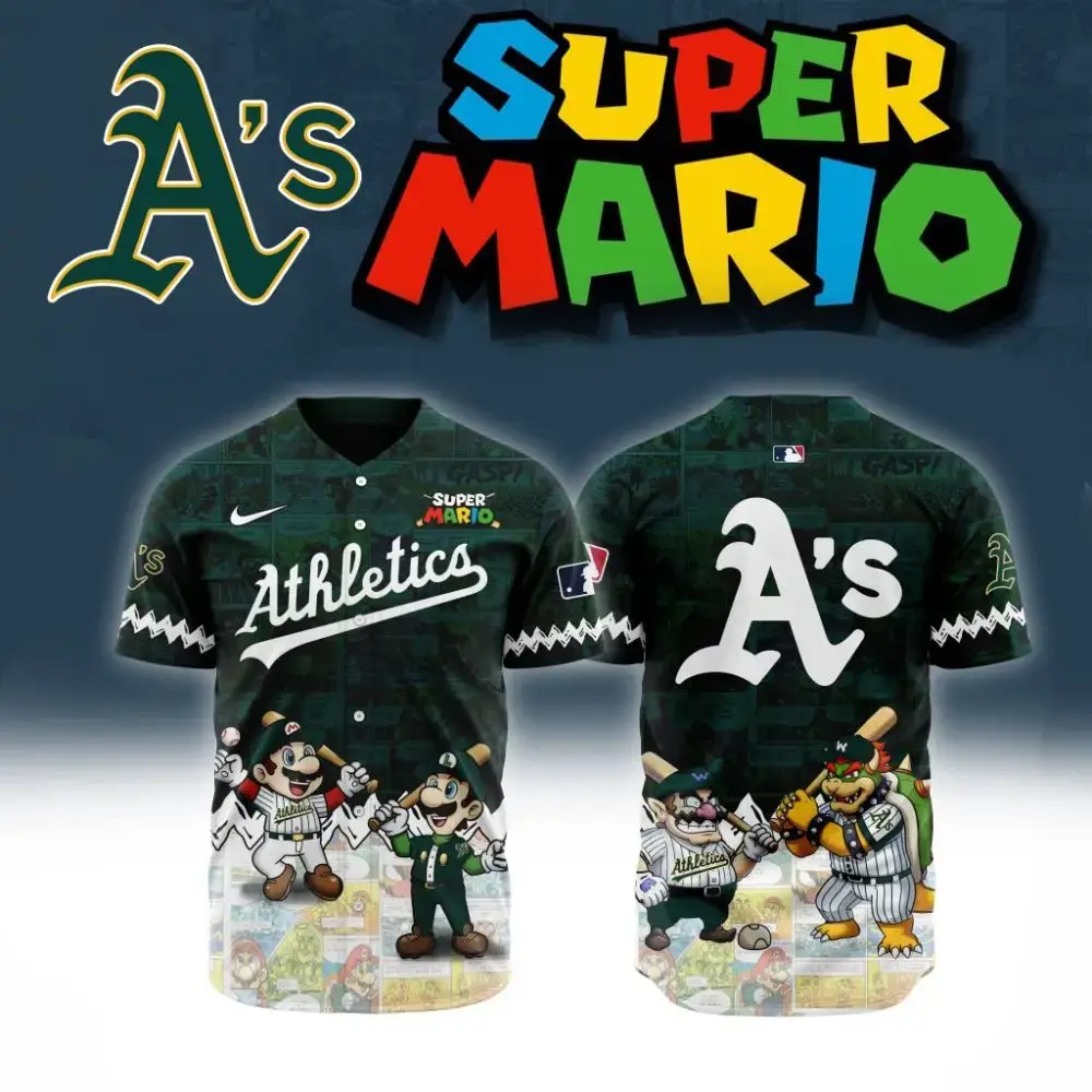 Premium Mlb Oakland Athletics X Super Mario Custom Baseball Jersey Image