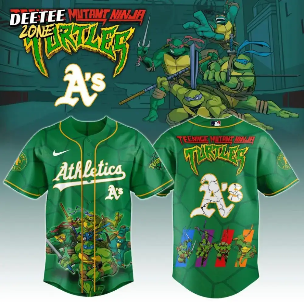 Premium Mlb Oakland Athletics X Teenage Mutant Ninja Turtles Custom Baseball Jersey Image