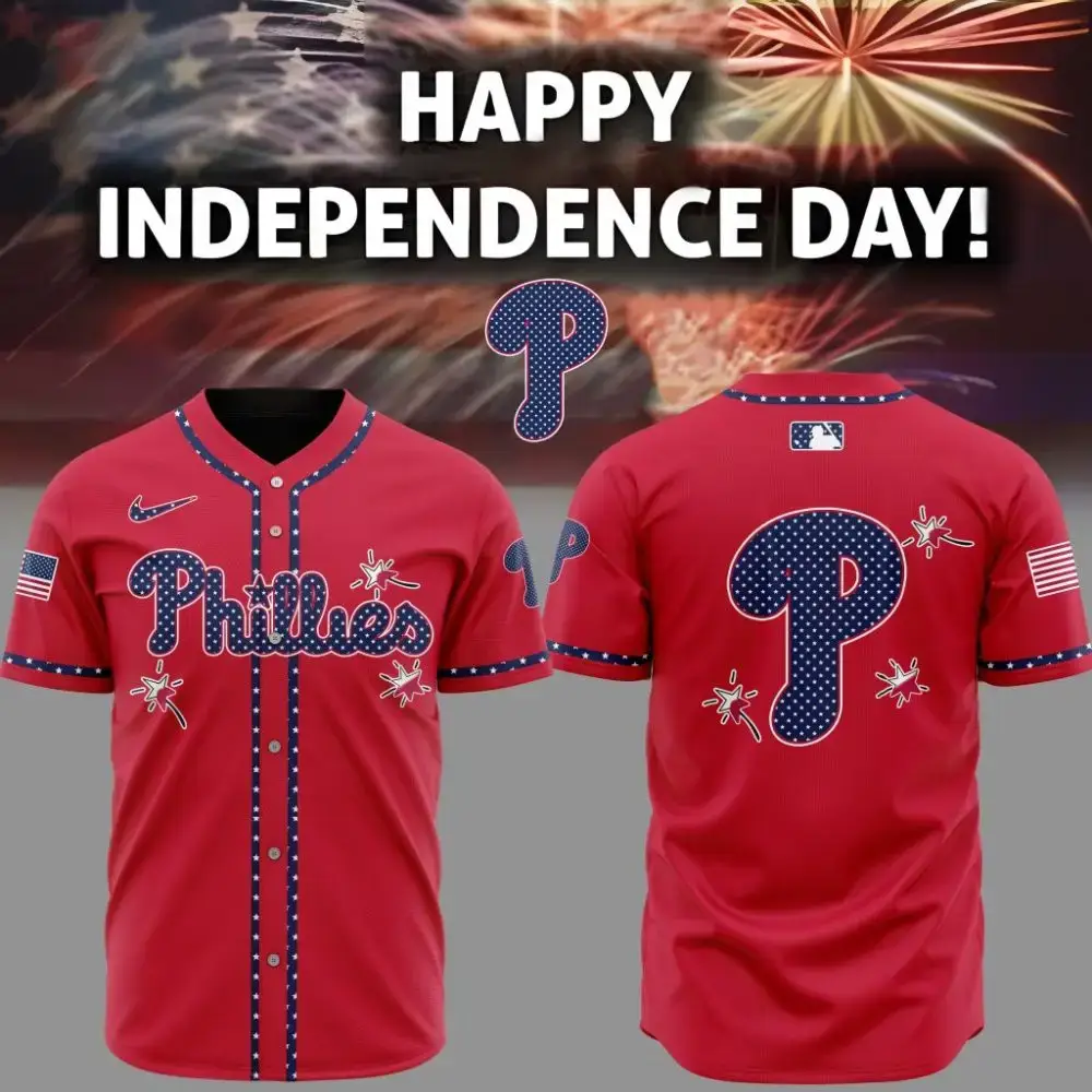 Premium Mlb Philadelphia Phillies Happy Independence Day Custom Baseball Jersey Image