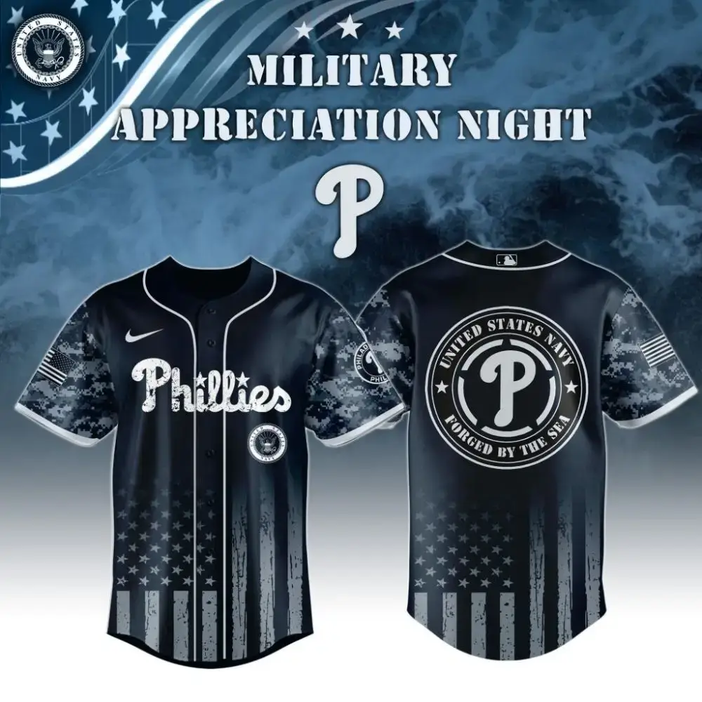 Premium Mlb Philadelphia Phillies Navy Military Appreciation Custom Baseball Jersey Image