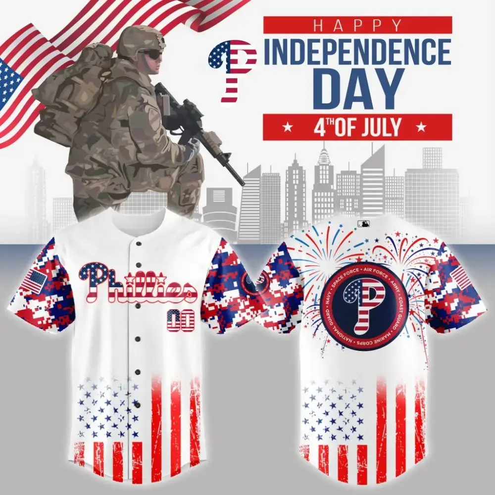 Premium Mlb Philadelphia Phillies Special The 4Th Of July Military Custom Baseball Jersey Image