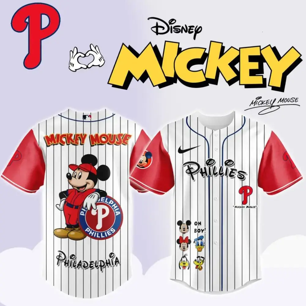 Premium Mlb Philadelphia Phillies X Mickey Mouse And Friends Custom Baseball Jersey Image
