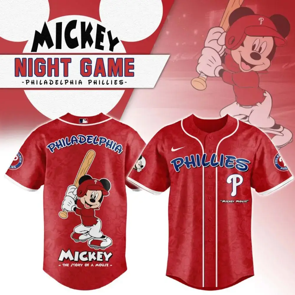 Premium Mlb Philadelphia Phillies X Mickey Mouse Custom Baseball Jersey Image