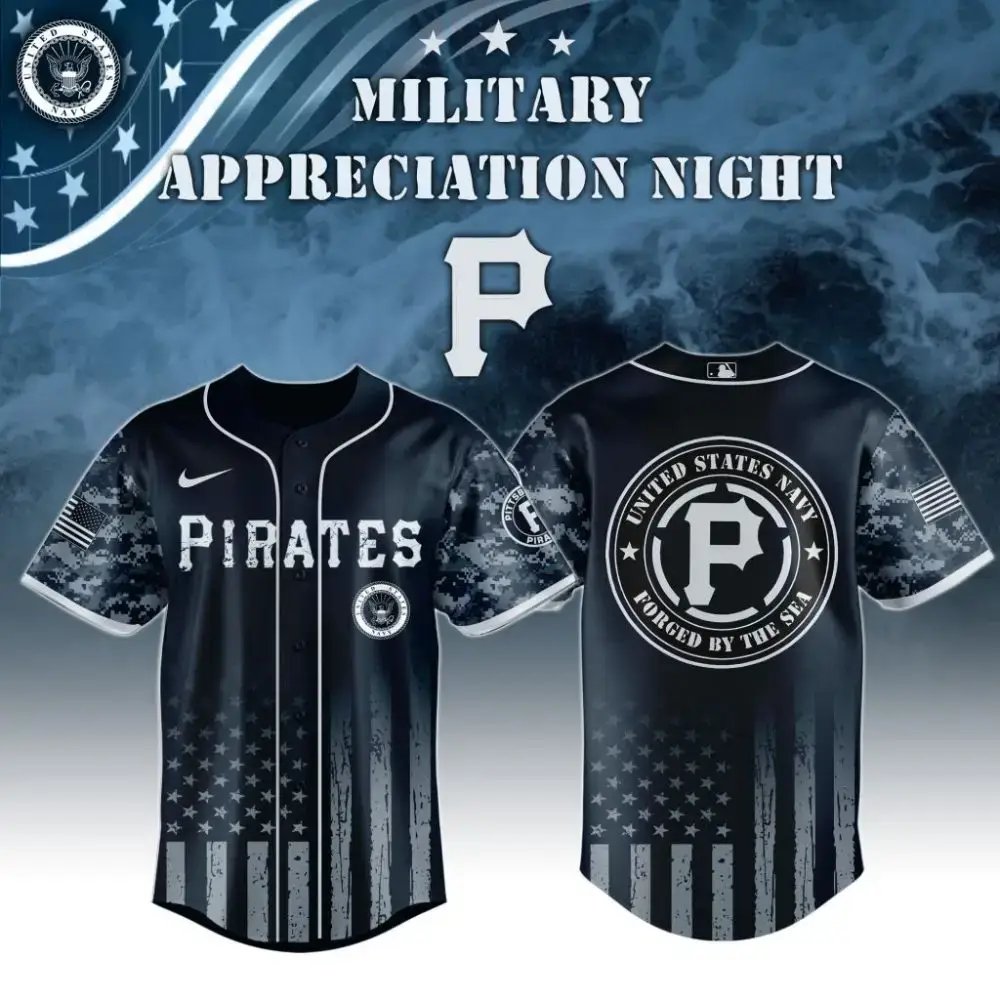 Premium Mlb Pittsburgh Pirates Navy Military Appreciation Custom Baseball Jersey Image