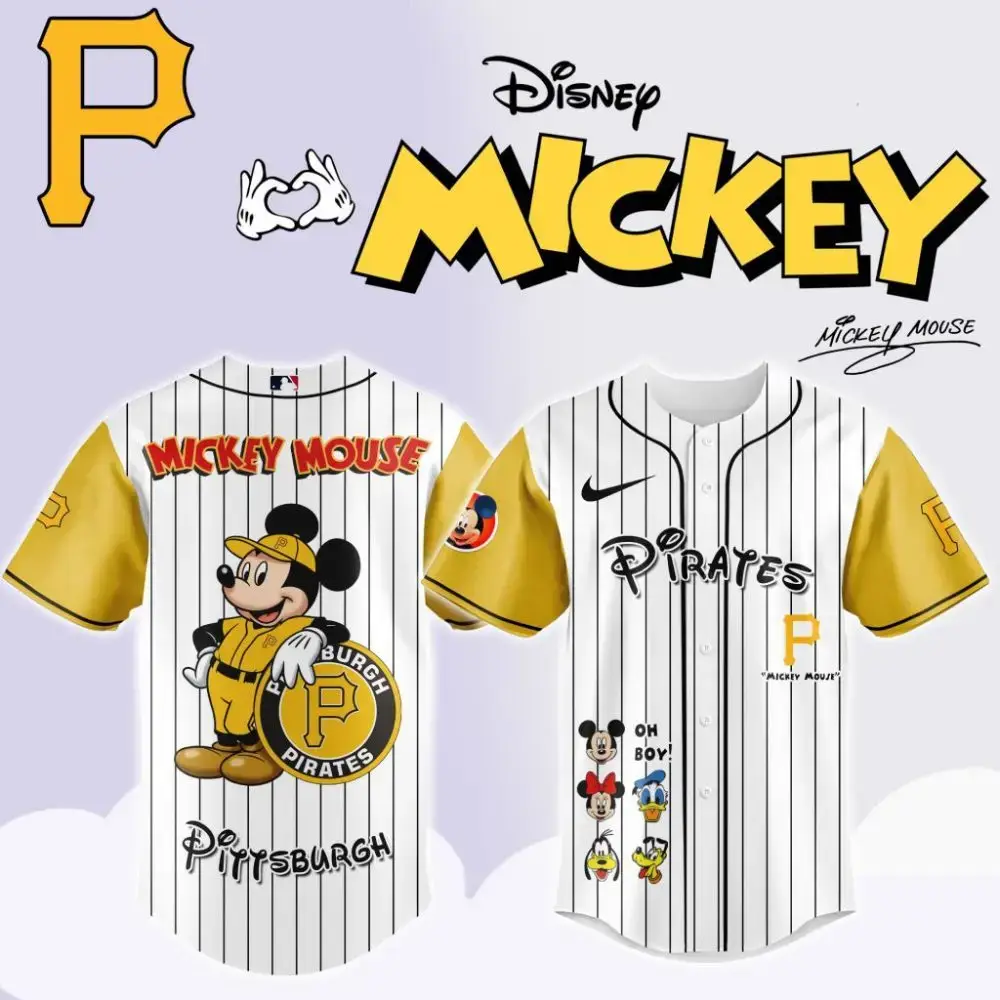 Premium Mlb Pittsburgh Pirates X Mickey Mouse And Friends Custom Baseball Jersey Image