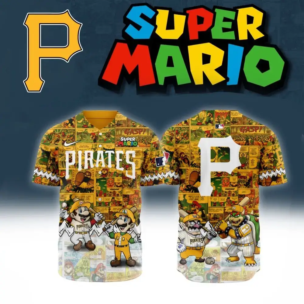 Premium Mlb Pittsburgh Pirates X Super Mario Custom Baseball Jersey Image
