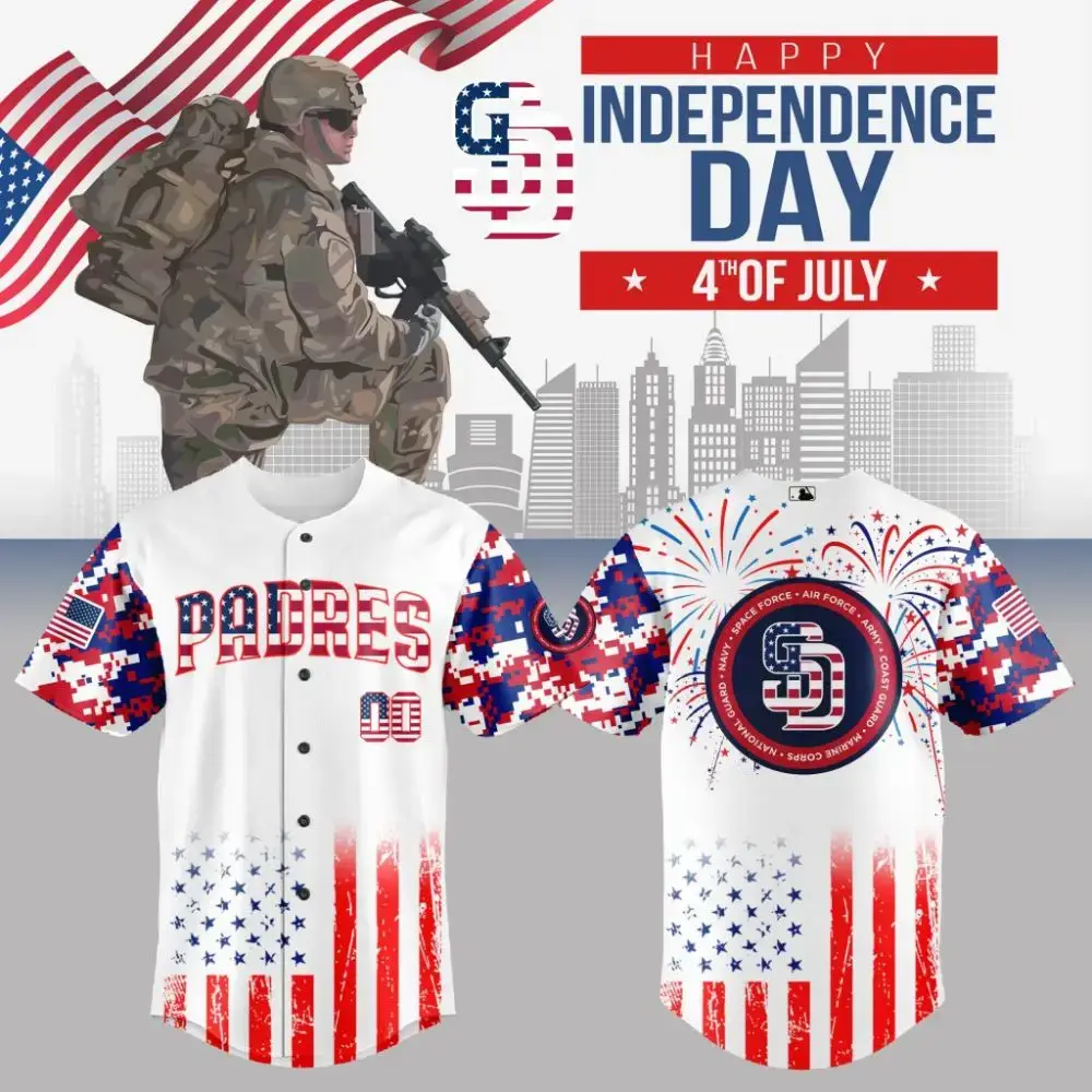 Premium Mlb San Diego Padres Special The 4Th Of July Military Custom Baseball Jersey Image