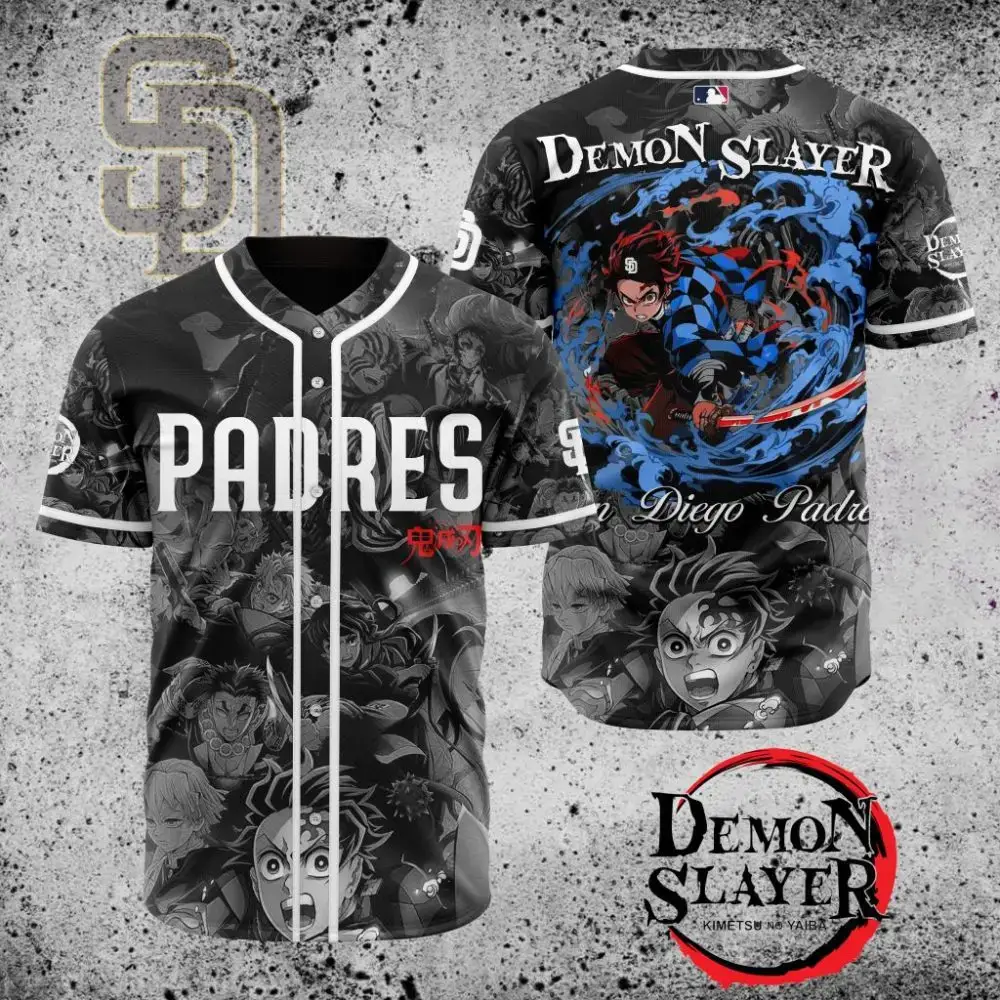 Premium Mlb San Diego Padres X Demon Slayer Custom Baseball Jersey Image