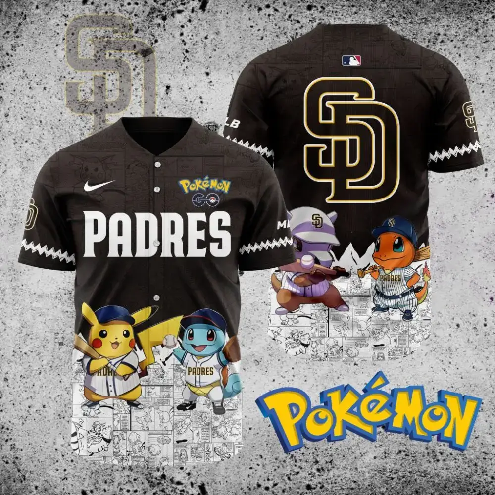 Premium Mlb San Diego Padres X Pokemon Custom Baseball Jersey Image
