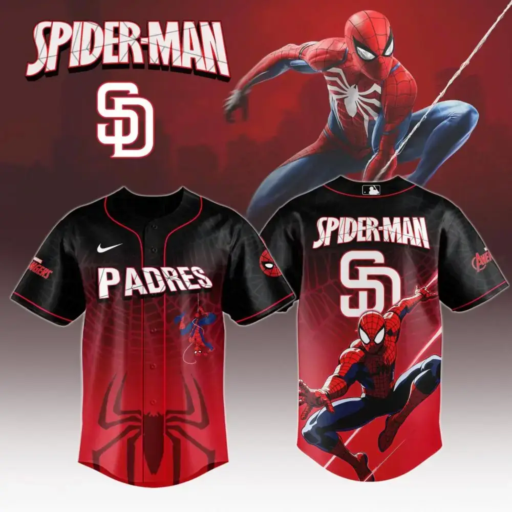 Premium Mlb San Diego Padres X Spider-Man Custom Baseball Jersey Image