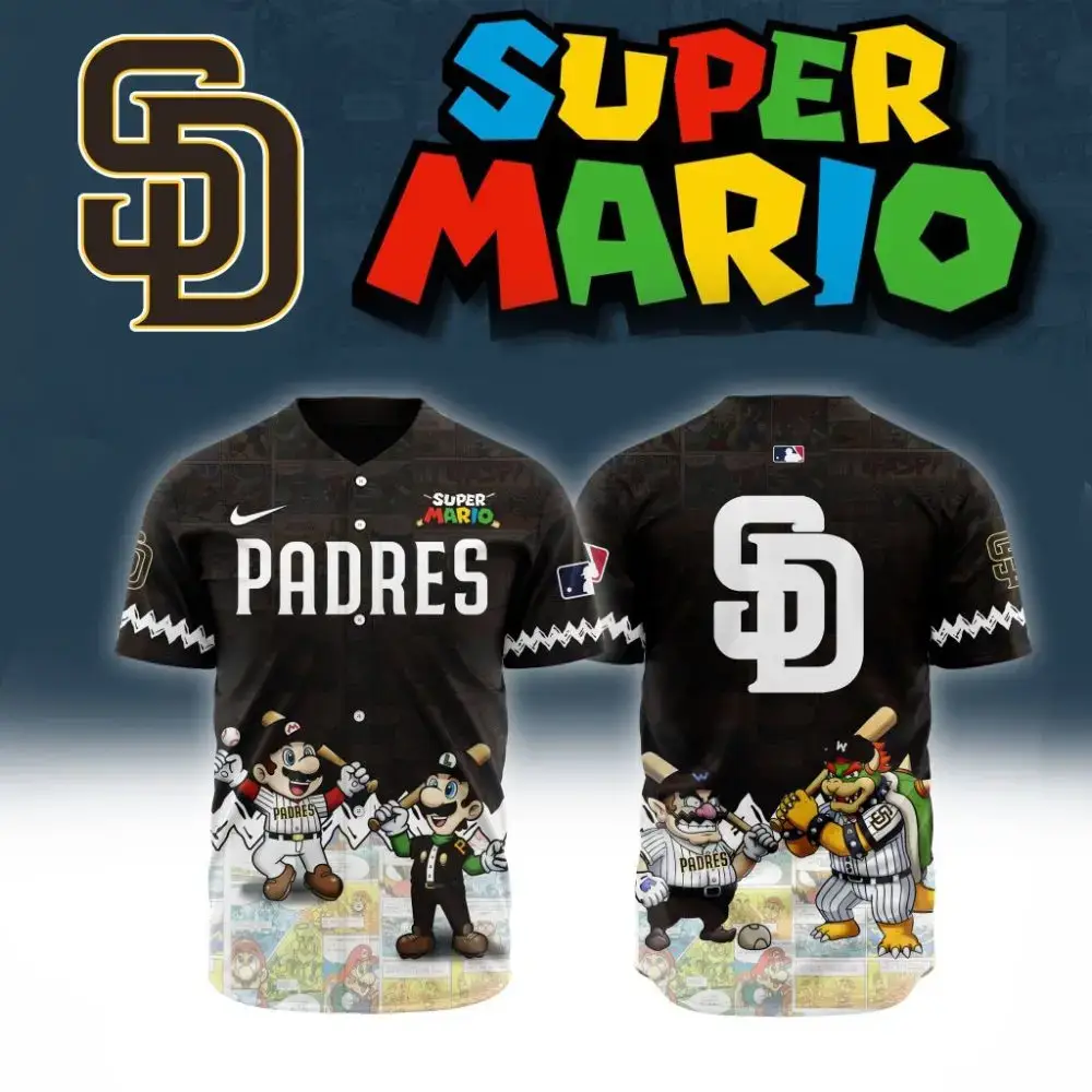 Premium Mlb San Diego Padres X Super Mario Custom Baseball Jersey Image
