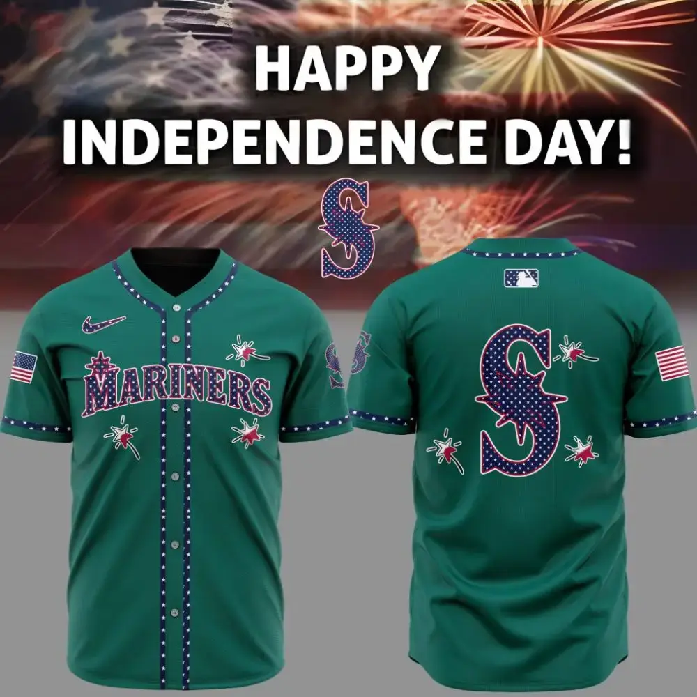 Premium Mlb Seattle Mariners Happy Independenceday Custom Baseball Jersey Image