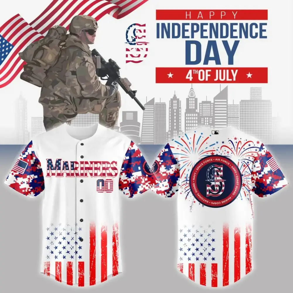 Premium Mlb Seattle Mariners Special The 4Th Of July Military Custom Baseball Jersey Image