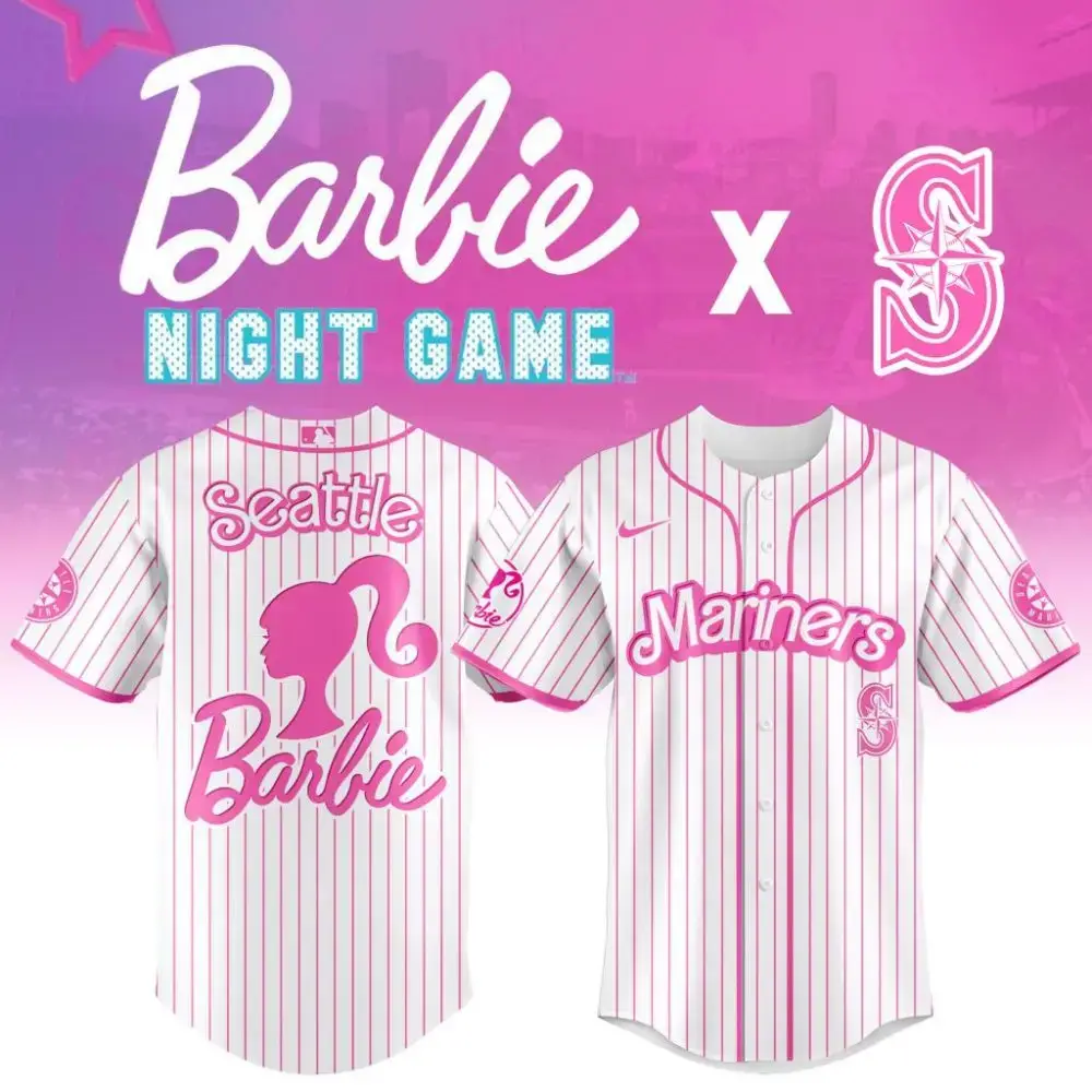 Premium Mlb Seattle Mariners X Barbie Custom Baseball Jersey Image