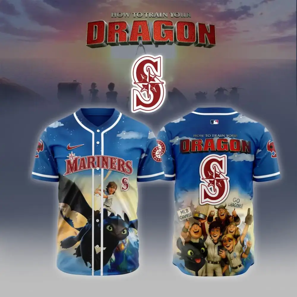 Premium Mlb Seattle Mariners X How To Train Your Dragon Custom Baseball Jersey Image