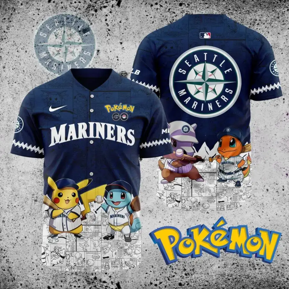 Premium Mlb Seattle Mariners X Pokemon Custom Baseball Jersey Image