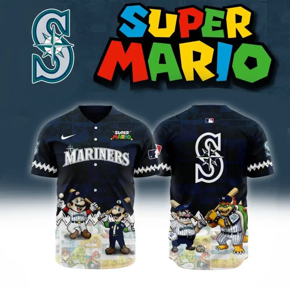 Premium Mlb Seattle Mariners X Super Mario Custom Baseball Jersey Image
