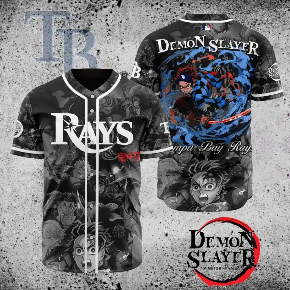 Premium Mlb Tampa Bay Rays X Demon Slayer Custom Baseball Jersey Image