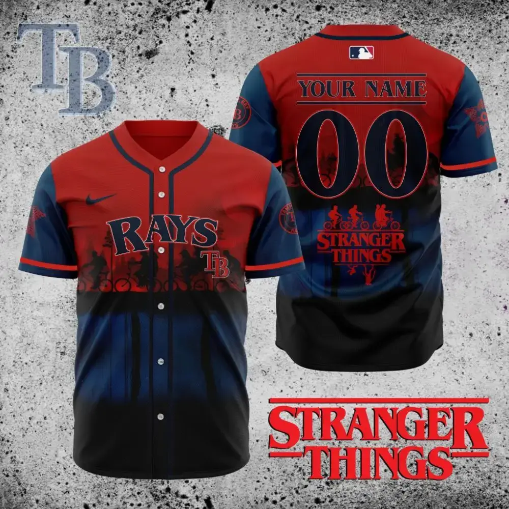 Premium Mlb Tampa Bay Rays X Stranger Things Custom Baseball Jersey Image