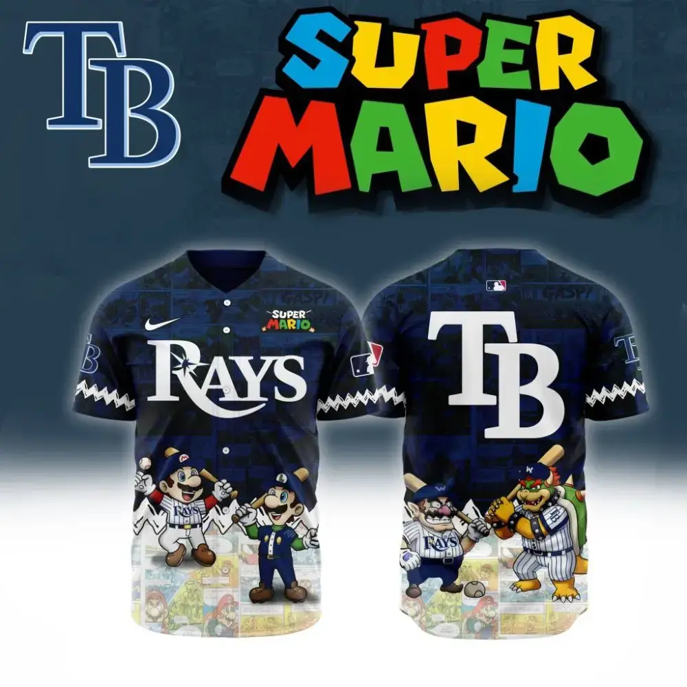 Premium Mlb Tampa Bay Rays X Super Mario Custom Baseball Jersey Image