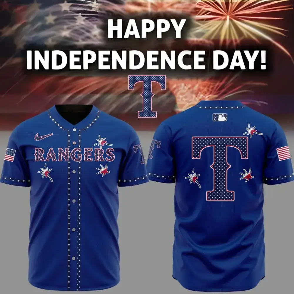 Premium Mlb Texas Rangers Happy Independence Day Custom Baseball Jersey Image
