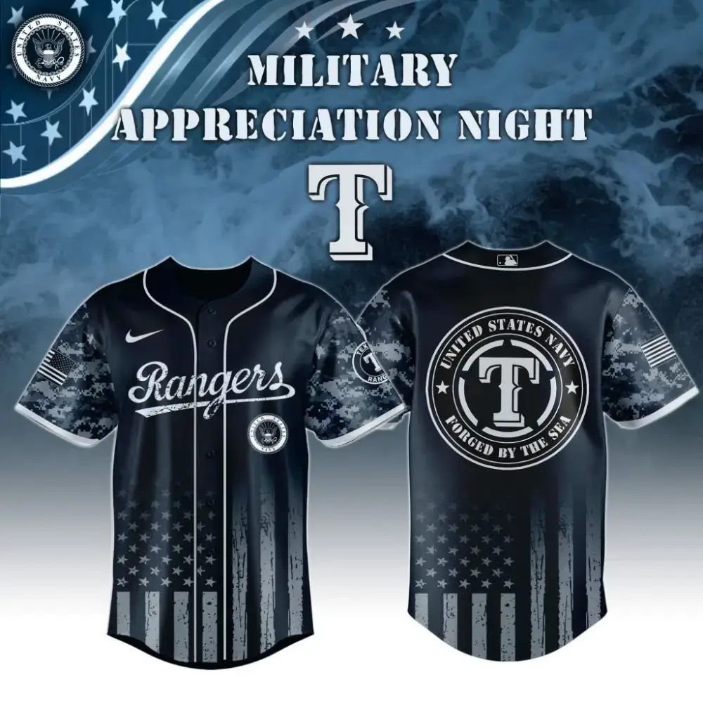 Premium Mlb Texas Rangers Navy Military Appreciation Custom Baseball Jersey Image