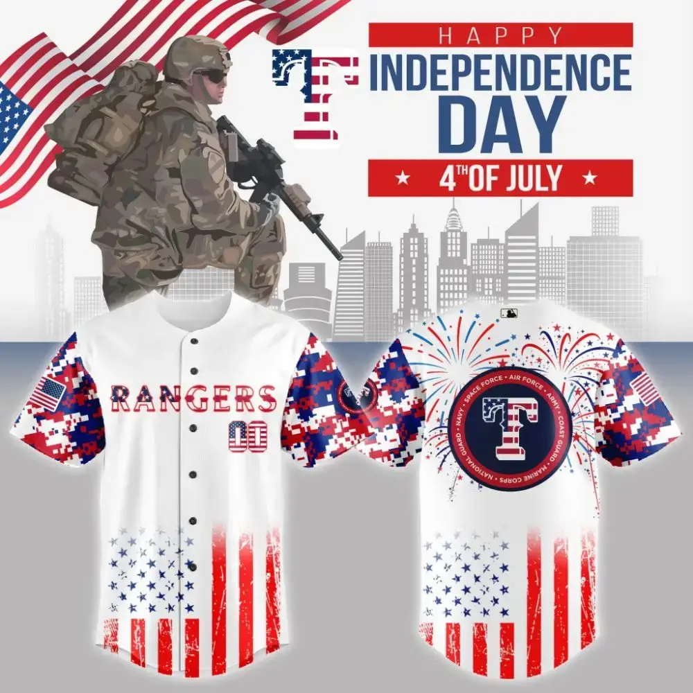 Premium Mlb Texas Rangers Special The 4Th Of July Military Custom Baseball Jersey Image