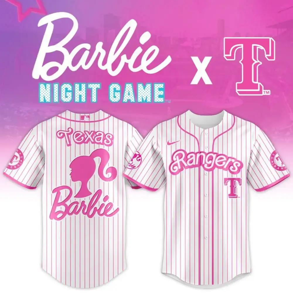 Premium Mlb Texas Rangers X Barbie Custom Baseball Jersey Nmd Image