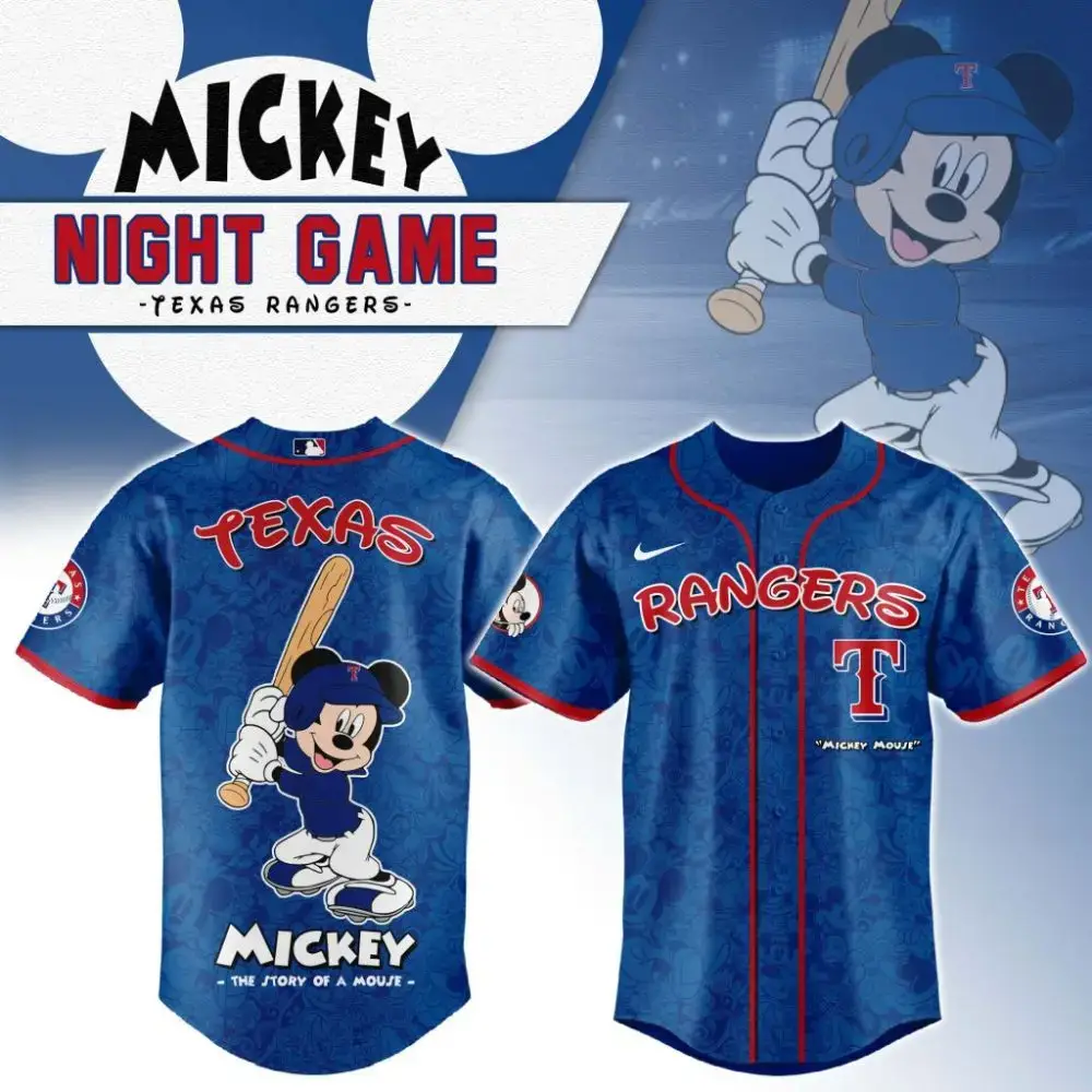 Premium Mlb Texas Rangers X Mickey Mouse Custom Baseball Jersey Image