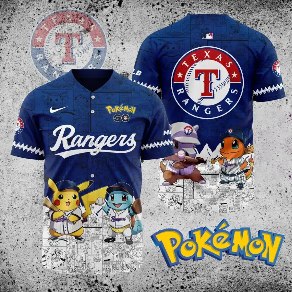 Premium Mlb Texas Rangers X Pokemon Custom Baseball Jersey Image