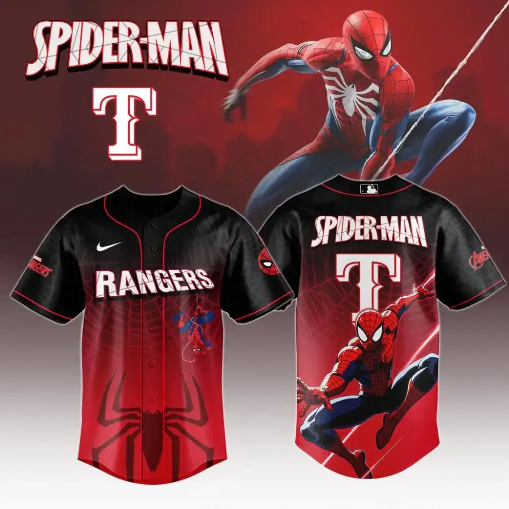 Premium Mlb Texas Rangers X Spider-Man Custom Baseball Jersey Image