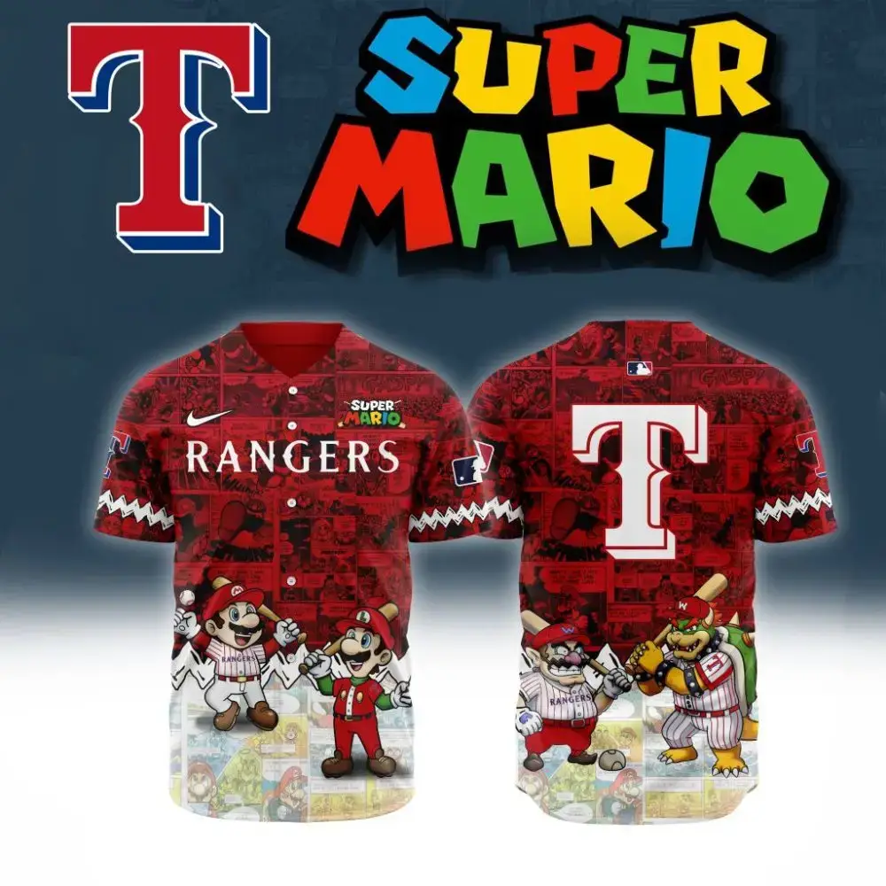 Premium Mlb Texas Rangers X Super Mario Custom Baseball Jersey Image