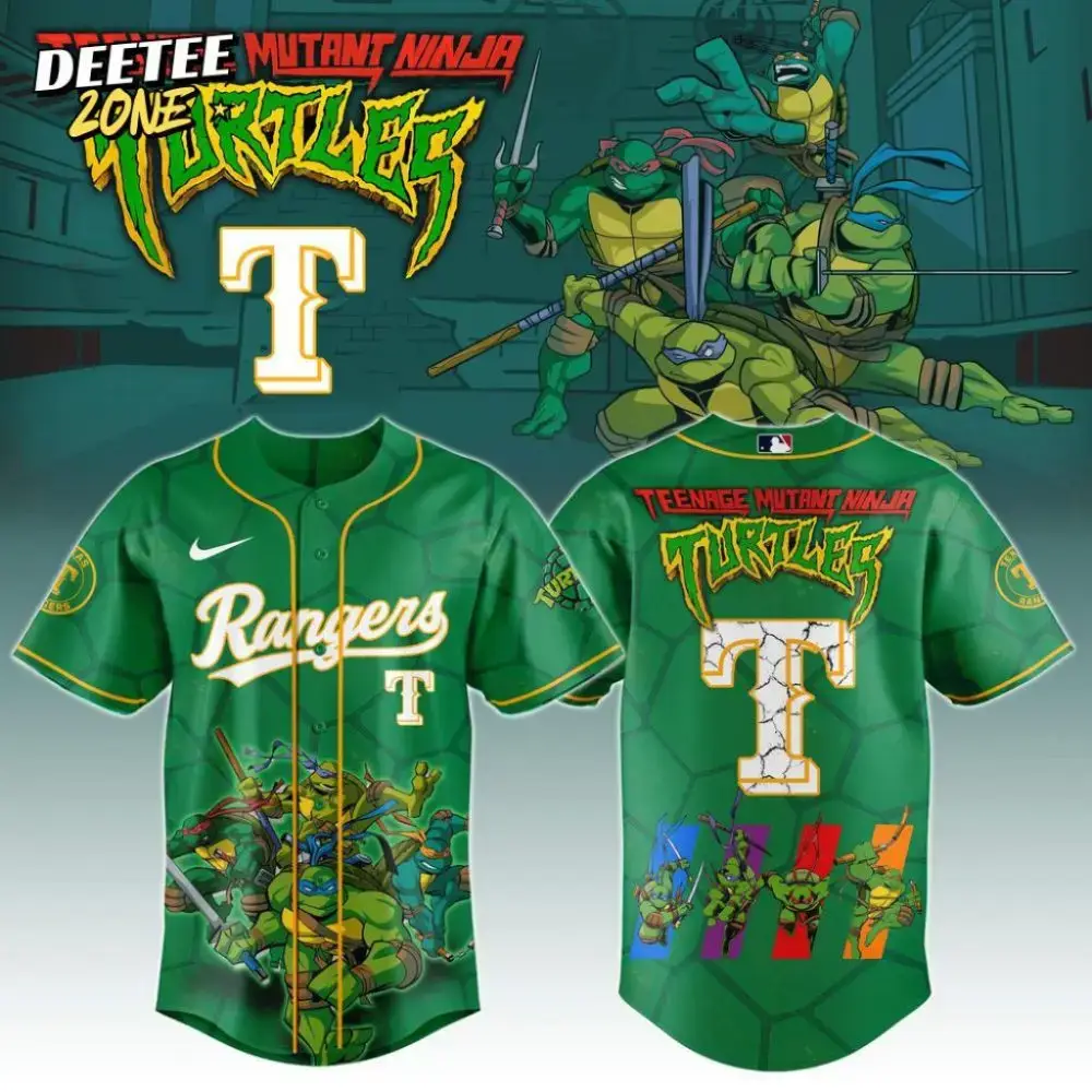 Premium Mlb Texas Rangers X Teenage Mutant Ninja Turtles Custom Baseball Jersey Image