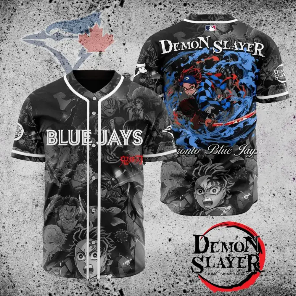 Premium Mlb Toronto Blue Jays X Demon Slayer Custom Baseball Jersey Image