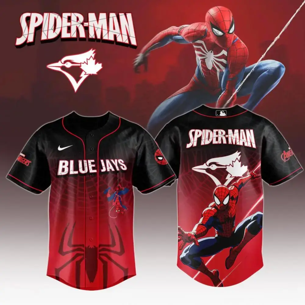 Premium Mlb Toronto Blue Jays X Spider-Man Custom Baseball Jersey Image