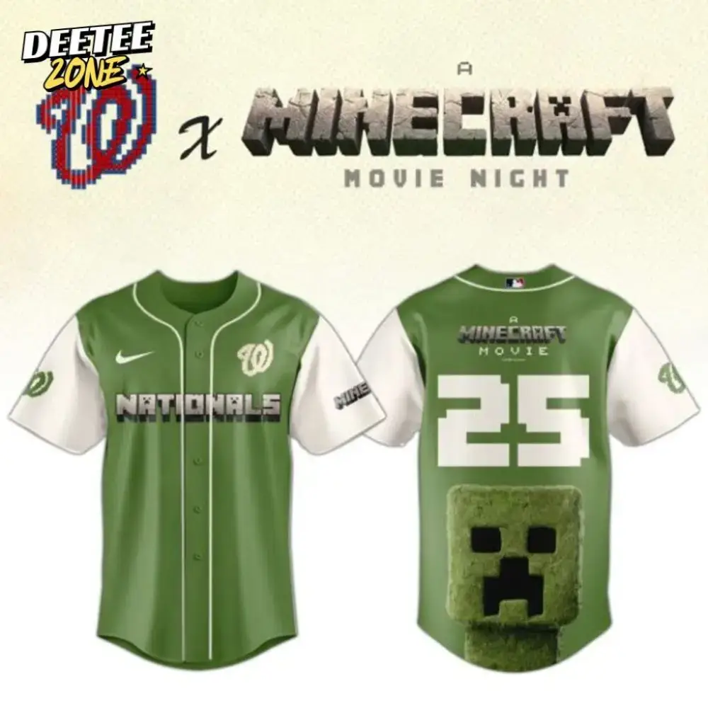 Premium Mlb Washington Nationals X A Minecraft Movie Custom Baseball Jersey Image