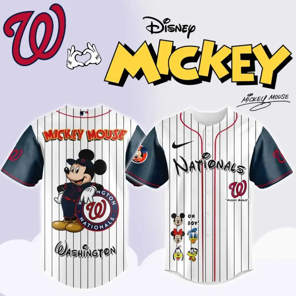 Premium Mlb Washington Nationals X Mickey Mouse And Friends Custom Baseball Jersey Image