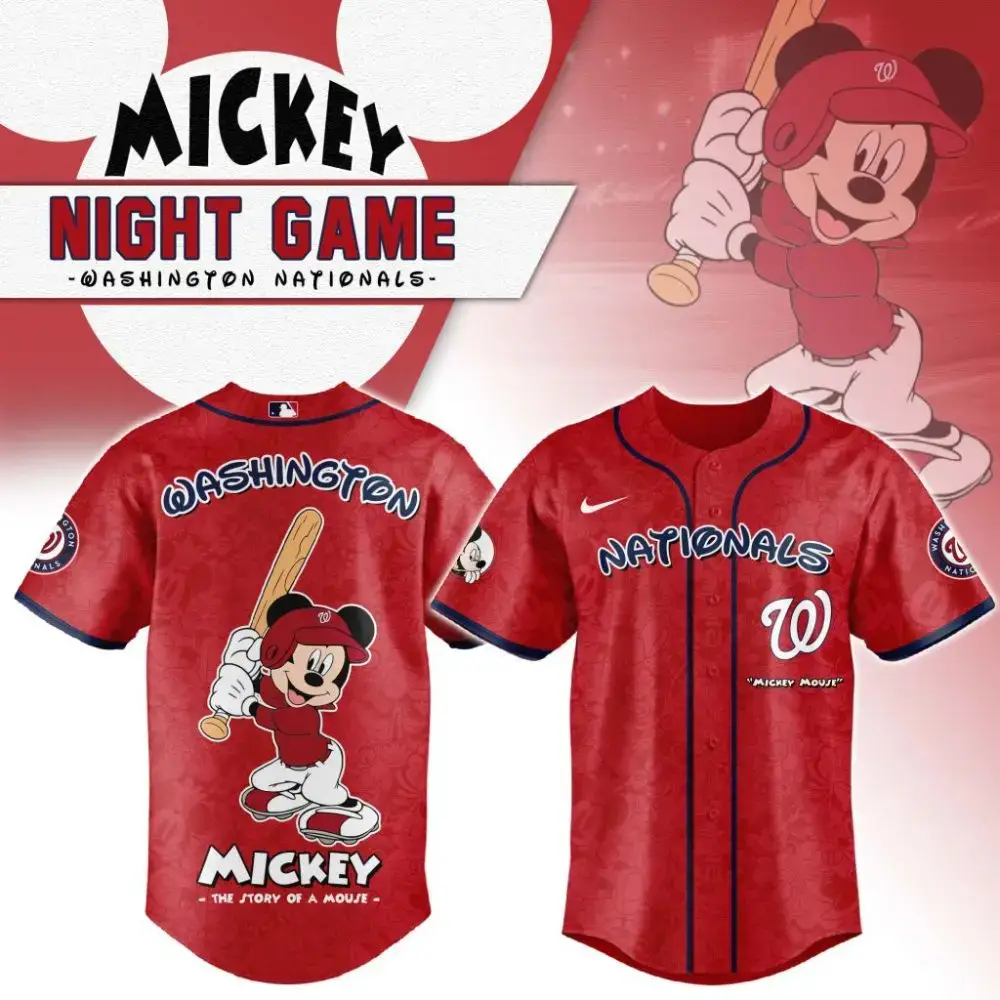 Premium Mlb Washington Nationals X Mickey Mouse Custom Baseball Jersey Image