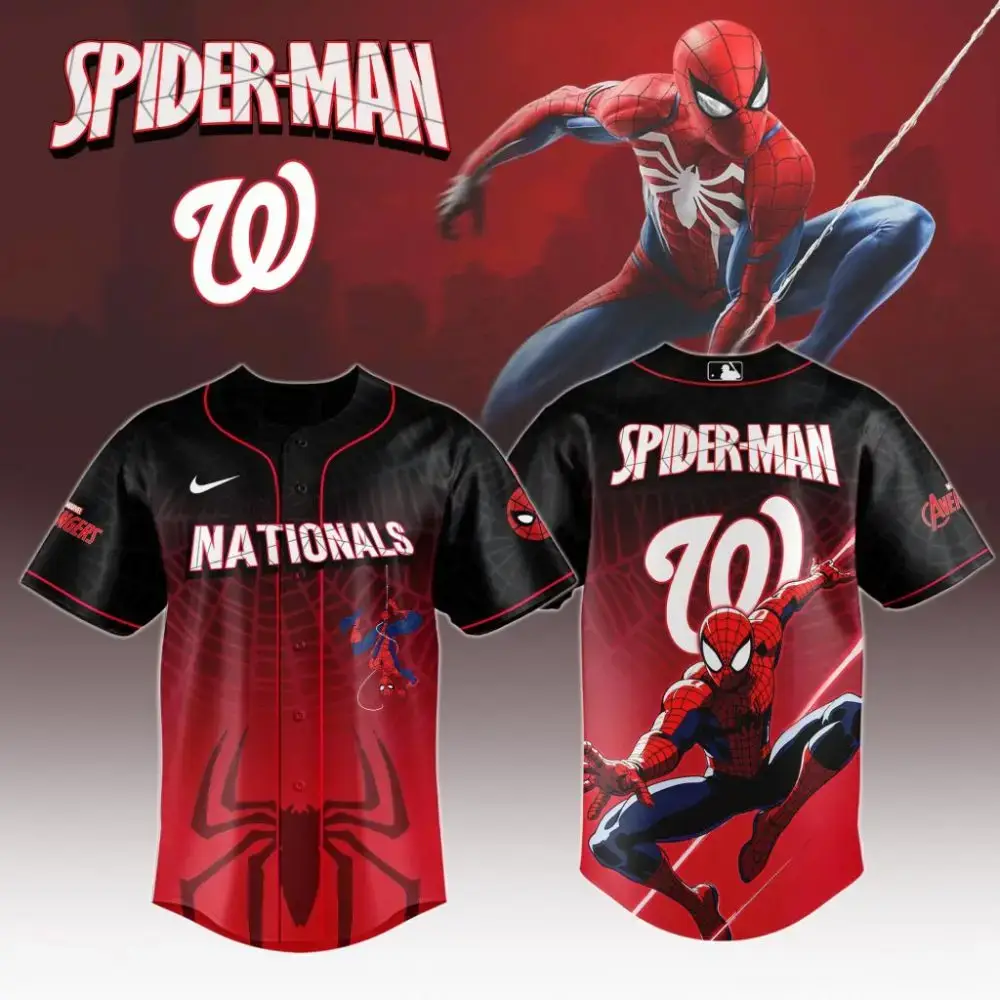 Premium Mlb Washington Nationals X Spider-Man Custom Baseball Jersey Image