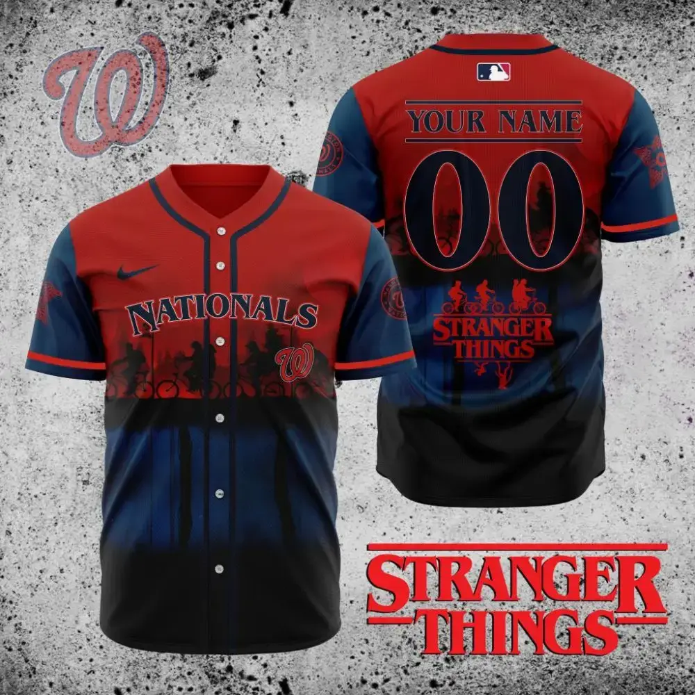Premium Mlb Washington Nationals X Stranger Things Custom Baseball Jersey Image