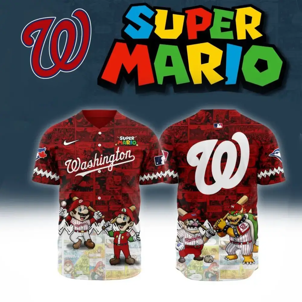 Premium Mlb Washington Nationals X Super Mario Custom Baseball Jersey Image