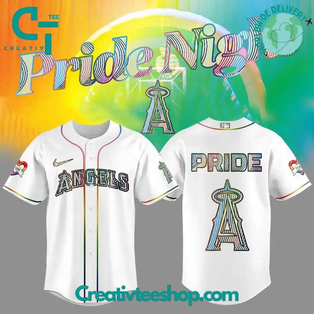 Pride Night Angels Jersey - Celebrate In Style With Vibrant Rainbow Baseball Apparel Image