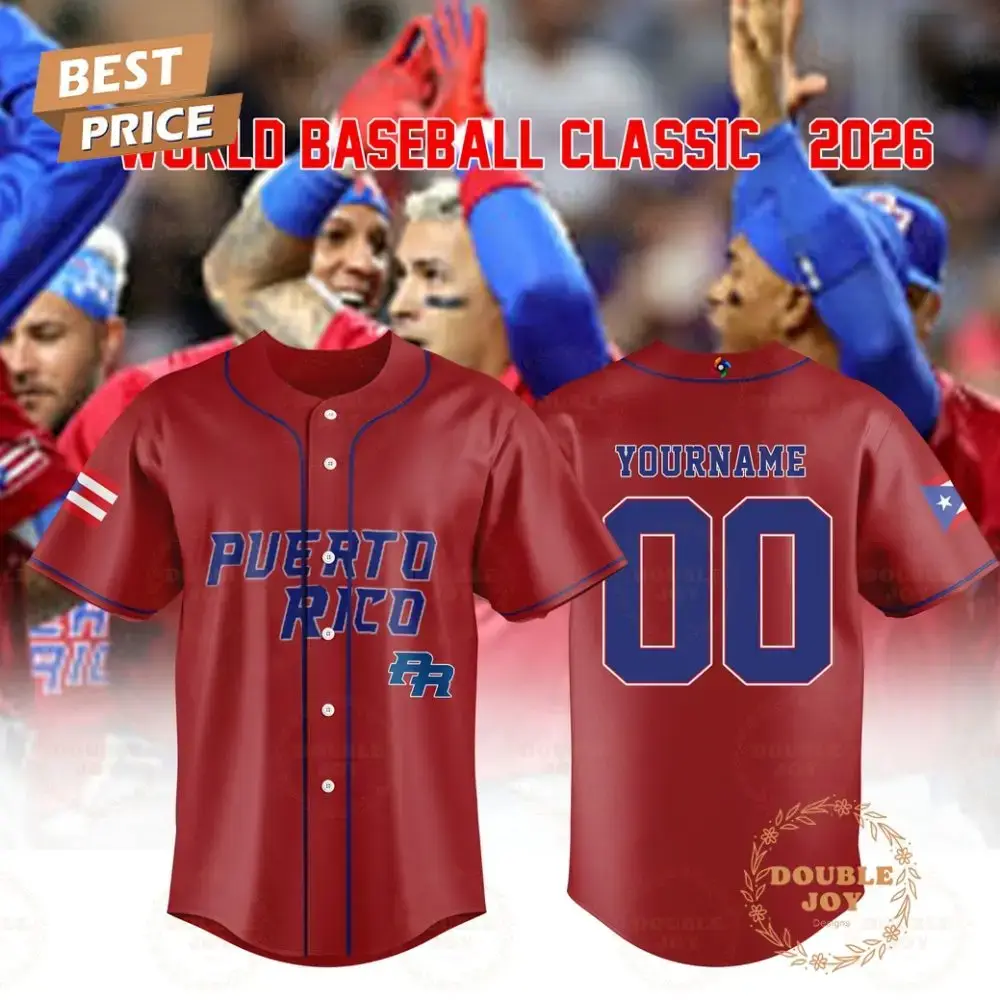 Puerto Rico World Baseball Classic 2026 Custom Name Baseball Jersey - Red Image